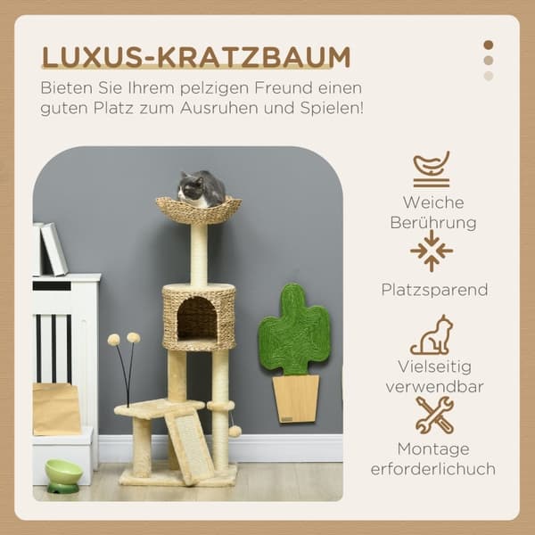 Rootz Cat Tree Tower - Raaputustolppa - Kiipeilyteline - Kissan asunto - Sisalin köysitolpat - 45 cm x 40 cm x 116 cm
