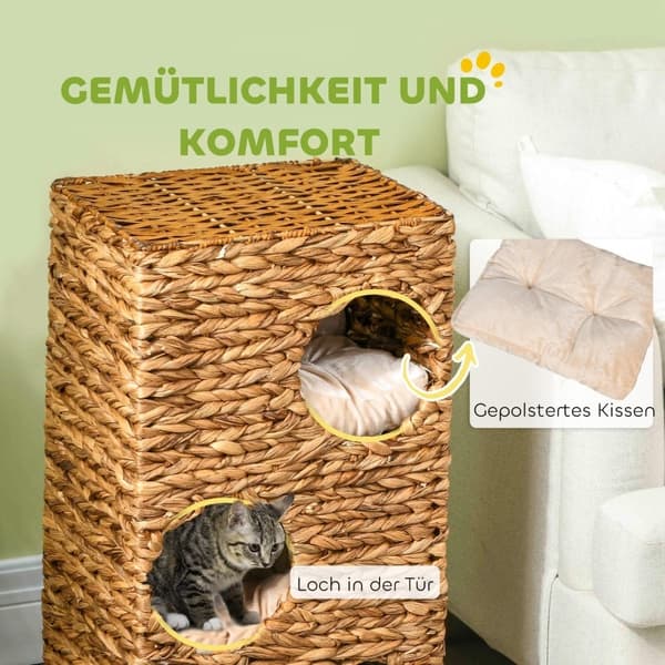 Rootz Cat Tower - Kissan raapimispylväs - Kissan asunto - Vesihyasintti - Monitasoinen - Pestävät tyynyt - 40cm x 31cm x 76cm