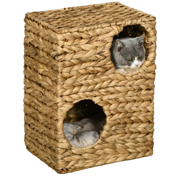 Rootz Cat Tower - Raaputuspylväs - Kolmikerroksinen kissan asunto - Pestävät tyynyt - Luonnonvesihyasintti - 40cm x 31cm x 55cm