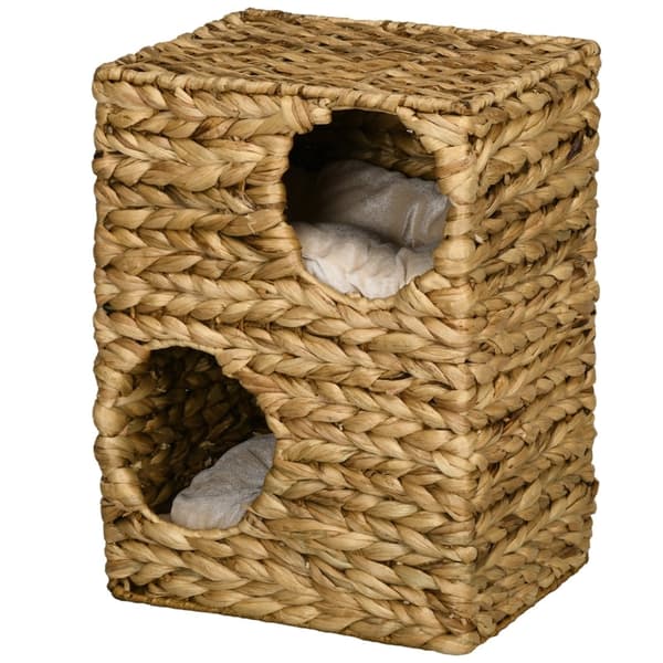 Rootz Cat Tower - Raaputuspylväs - Kolmikerroksinen kissan asunto - Pestävät tyynyt - Luonnonvesihyasintti - 40cm x 31cm x 55cm
