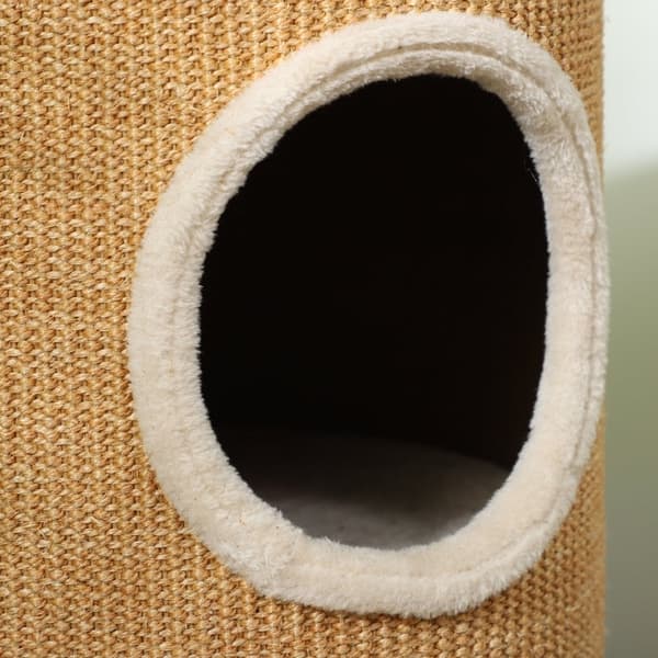 Rootz Cat Tower -tynnyri - Monitasoinen kissan toimintakeskus - Raapimistolpat - Pehmoiset pehmustetut kulmat - Sisal-ulkopuoli - Ruskea ja beige - 35