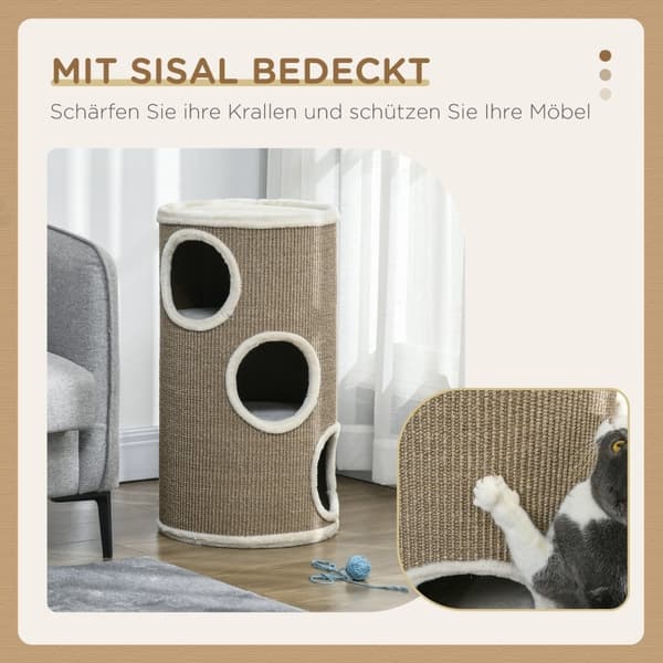 Rootz Cat -raapimistynnyri - Kitty Condo - Kissapuu - Pehmeä pehmo - Sisalköysi - Uniluola - 38cm x 70cm - Ruskea