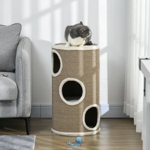 Rootz Cat -raapimistynnyri - Kitty Condo - Kissapuu - Pehmeä pehmo - Sisalköysi - Uniluola - 38cm x 70cm - Ruskea
