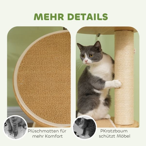 Rootzin lattiasta kattoon ulottuva kissapuu - Cat Tower - Raaputustolppa - Säädettävä korkeus - Puumateriaali - 40cm x 40cm x 230-250cm