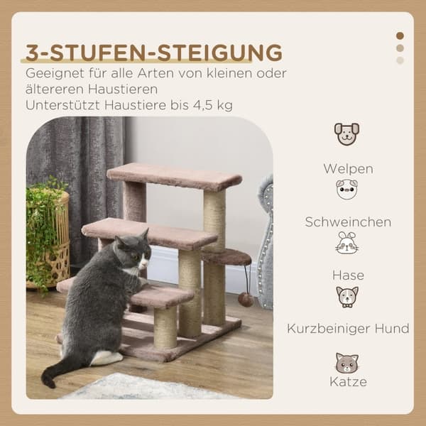 Rootz Pet -portaikko - Kissan kiipeilyportaat - Kitty Play Tower - Auttaa saavuttamaan korkeita alueita - Kompakti ja kannettava - Tukeva muotoilu - 4