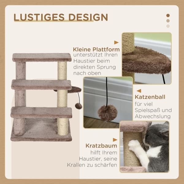 Rootz Pet -portaikko - Kissan kiipeilyportaat - Kitty Play Tower - Auttaa saavuttamaan korkeita alueita - Kompakti ja kannettava - Tukeva muotoilu - 4