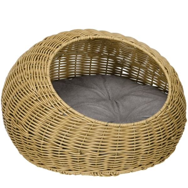 Rootz Rattan Cat House - Kattkorg - Mysig kattsäng - Tvättbar kudde - PE-rotting - 50cm x 31cm - Snygg design