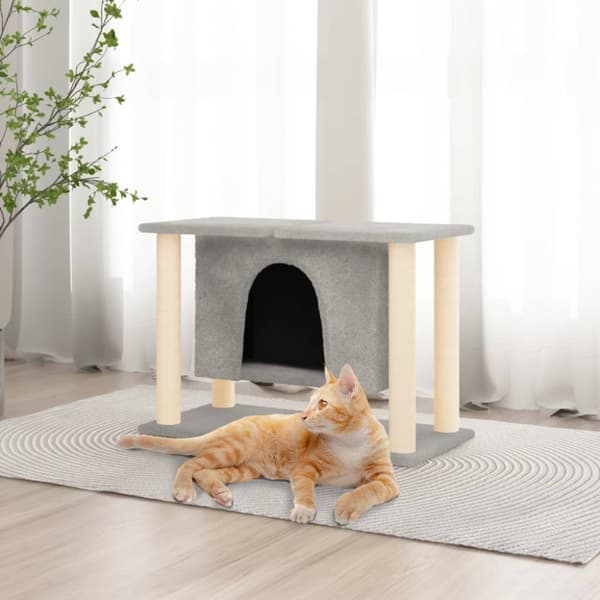 Klösträd med klöspelare sisal ljusgrå 50 cm