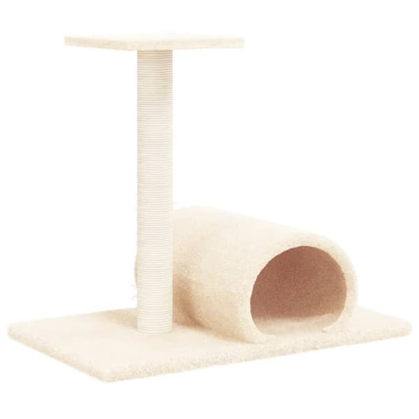 Klöspelare för katt med tunnel gräddvit 60x34,5x50 cm