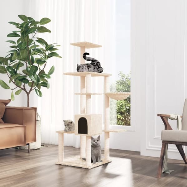 Katträd med klöspelare sisal gräddvit 142 cm