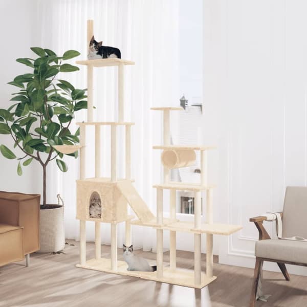 Katträd med klöspelare sisal gräddvit 279 cm