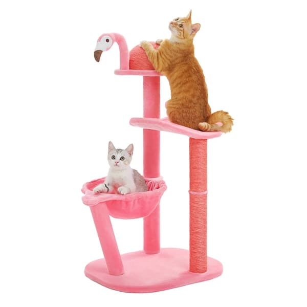 Flamingo Katte træ, Multi-niveau med Kradsetræer, Hyggelig Hængekøje,L, AMT0275PK