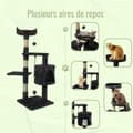 Miniatyrbild 4 av 4: Mobiclinic, Cat Tree, Silvestre, Skrapstolpe, Medium, klättring, 3 höjder, med plattformar och skydd, sisalrep, grå