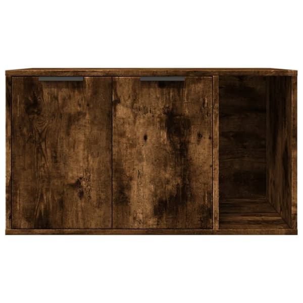 Skåp för kattlåda rökfärgad ek 80x50x45 cm konstruerat trä