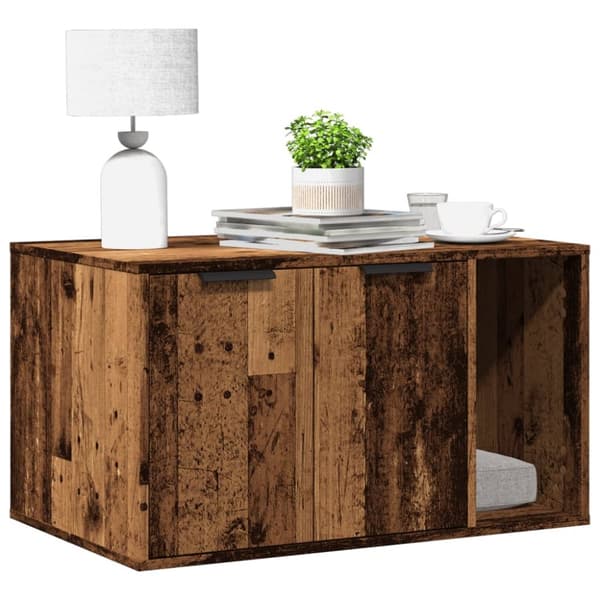 toiletskjuler kattebakke 80x50x45 cm konstrueret træ gammelt eg