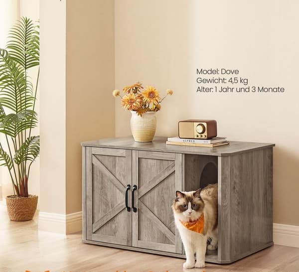 Rootz Cat House - Lemmikkikoti - Sisäkatto - Lastulevy - Greige kirjava - 85cm x 48,5cm x 50cm - Pariovi - Kahvat