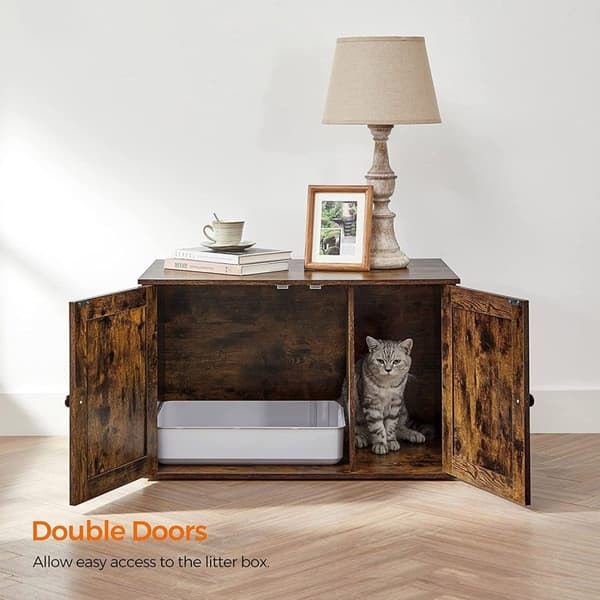Rootz Cat House - Afskærmning af kattebakker - Husdyrsmøbler - Spånpladekonstruktion - Buet indgang - Multifunktionel - 80 cm x 53 cm x 49,2 cm