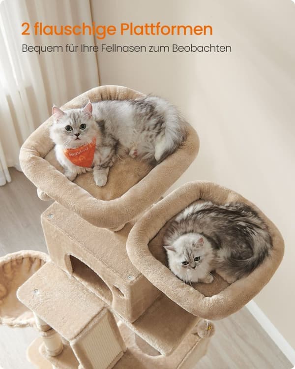 Rootz Large Raaputustolppa - Kissapuu - Monitasoinen raapimiskone - Lastulevy Pehmosisal - 60cm x 50cm x 206cm
