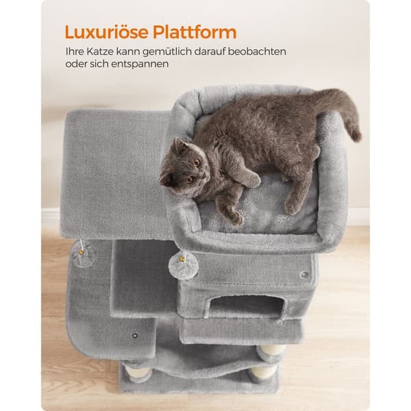 Rootz Kradsestolpe 112 cm - Kattetræ - Katteklatrer - Platform og hængekøje - Lysegrå - Spånplade og plys - 45 cm x 35 cm x 112 cm