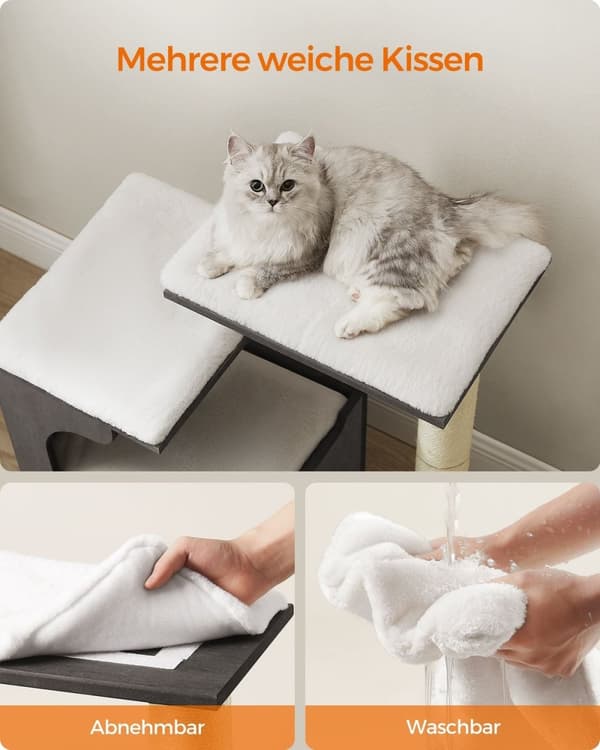 Rootz Skrapstolpe - Kattträd - Kattskrapa - Tvättbar kattsäng - Spånskiva - 500 g/m2 Plysch - Sisal - 66cm x 40cm x 86cm
