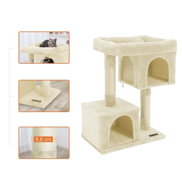 Scratching Post - Kattemøbler med 2 huller og platform - 84 cm - beige