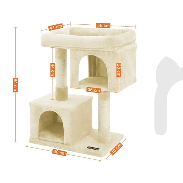 Scratching Post - Kattemøbler med 2 huller og platform - 84 cm - beige