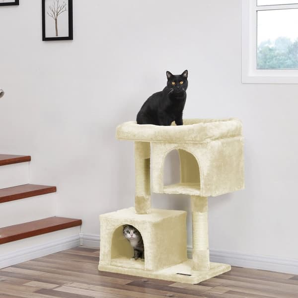 Scratching Post - Kattemøbler med 2 huller og platform - 84 cm - beige