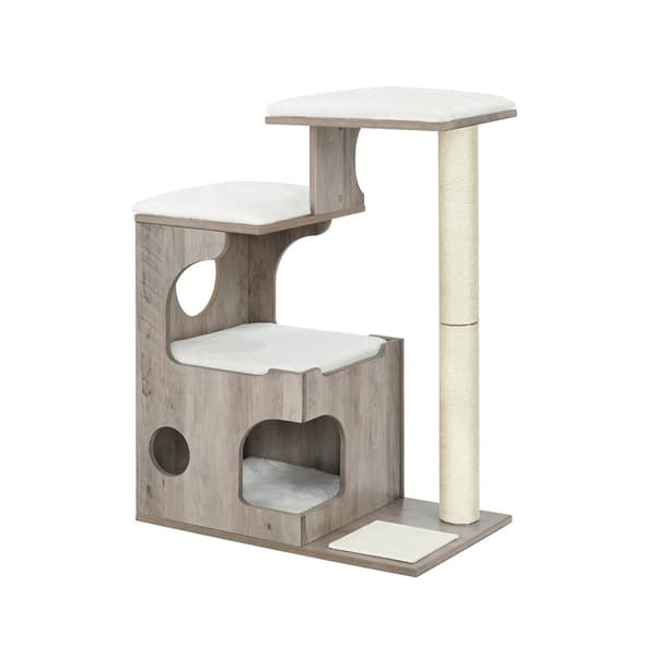 Scratching Post - 86 cm - medelstora storlek - 3 kajplatser och grotta - grå