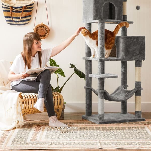 Scratching Post - Stor - Med 2 huler - Hammock - Plush Platform - Gray