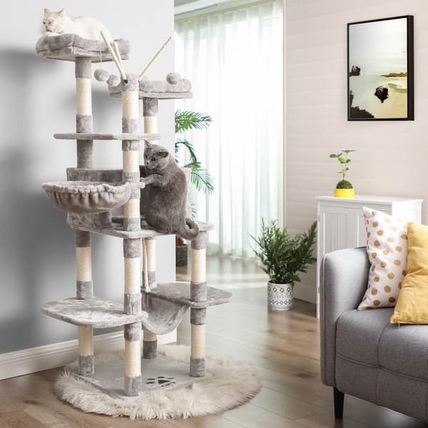Naarmuuntuminen - XXL CAT -puu - 164 cm - 2 alustoa - riippumatossa - vaaleanharmaa