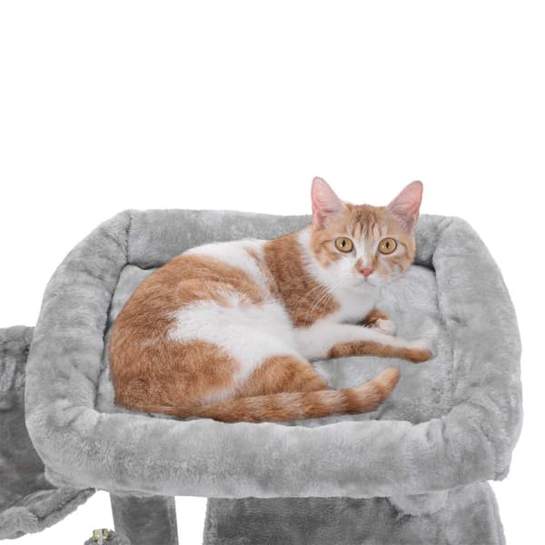 Cat Tree - Klimboom med stor plattform och grotta - Playhouse for Cats - Grey