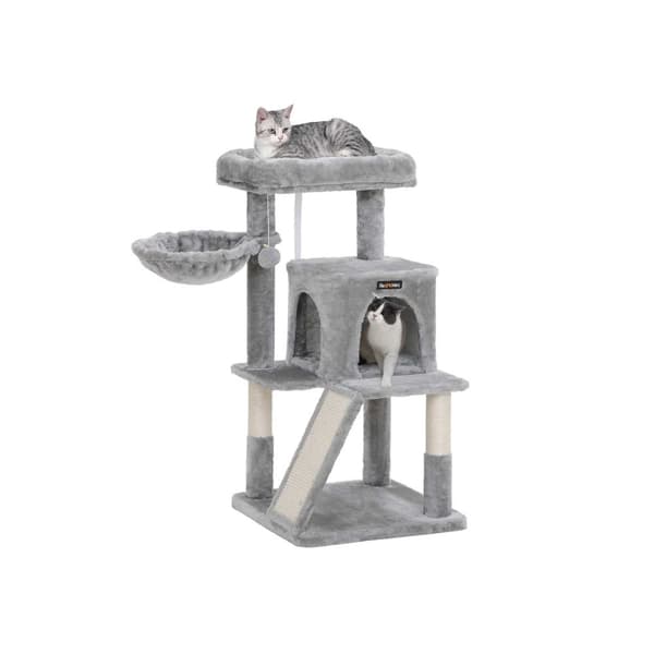 Cat Tree - Klimboom med stor plattform och grotta - Playhouse for Cats - Grey