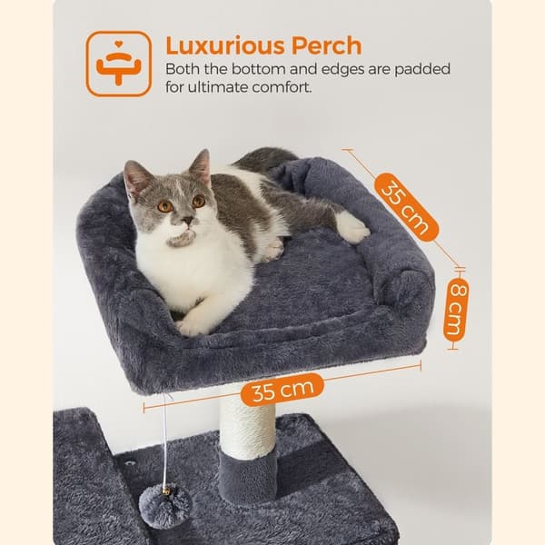 Scratching Post - Cat Tree - Med hængekøje - Røggrå
