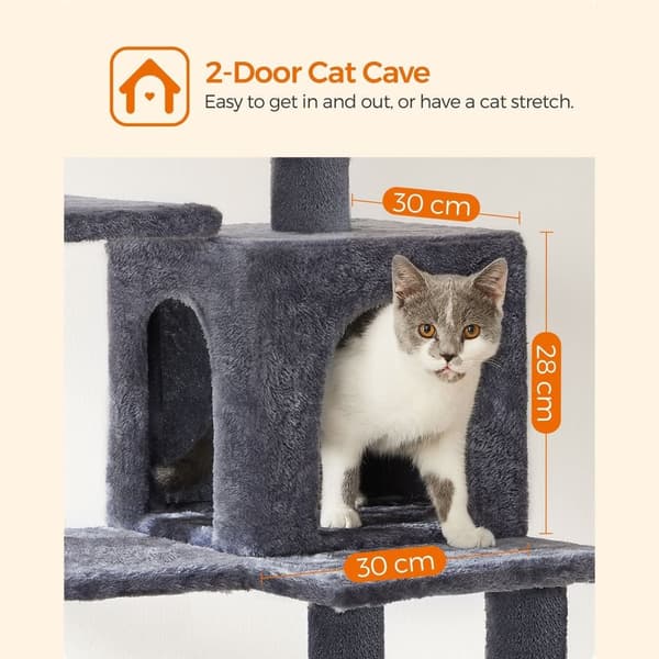 Scratching Post - Cat Tree - Med hængekøje - Røggrå
