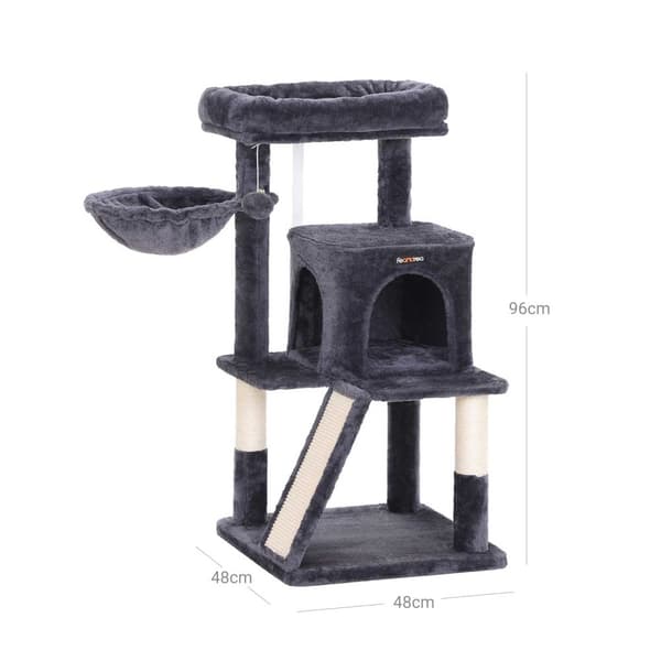 Scratching Post - Med ridserhylde - højde 96 cm - røgrå grå