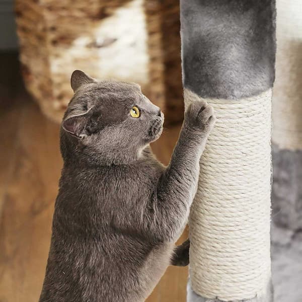 Scratching Post - Cat Tree med 2 huler - Robust design - 120 cm - lysegrå