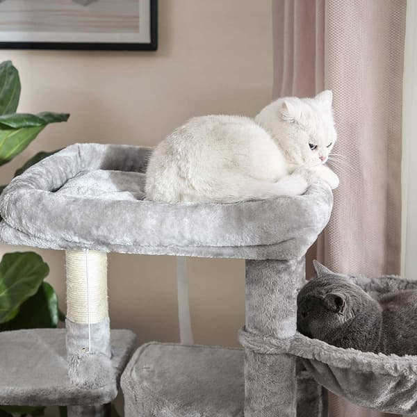 Scratching Post - Cat Tree med 2 huler - Robust design - 120 cm - lysegrå