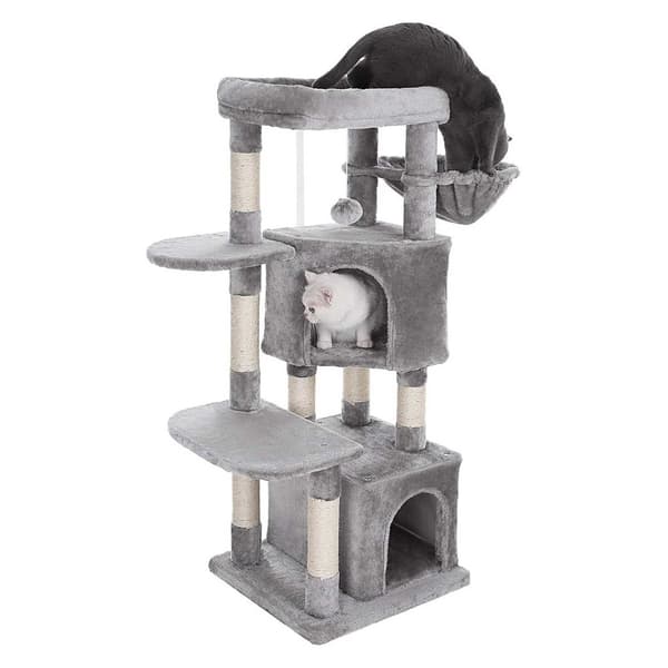 Scratching Post - Cat Tree med 2 huler - Robust design - 120 cm - lysegrå