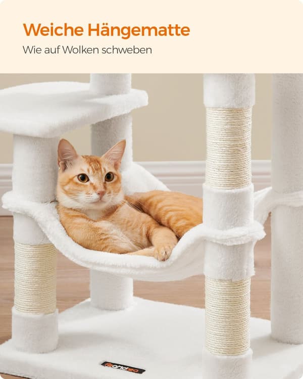 Scratching Post - med hängmatta och grotta - gräddevit