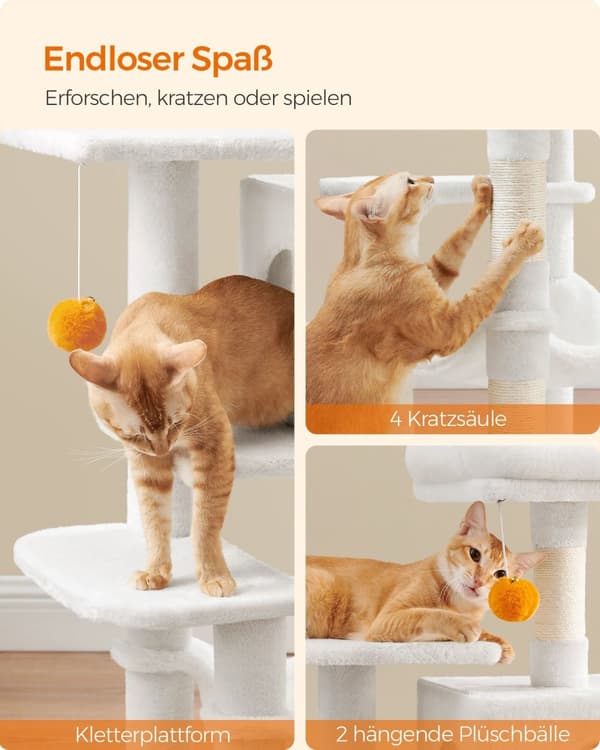 Scratching Post - med hängmatta och grotta - gräddevit