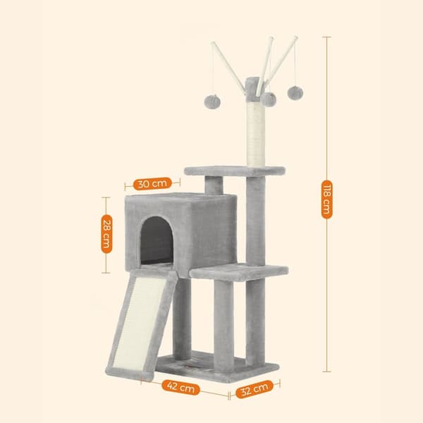 Scratching Post - Cat Tree - For huskatte - lysegrå