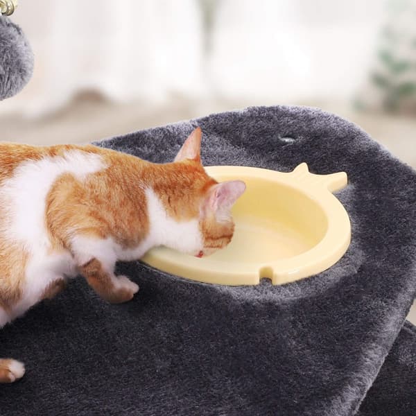 Scratching Post - 2 platforme - Hang Basket and Food Bowl - 174 cm - Grå