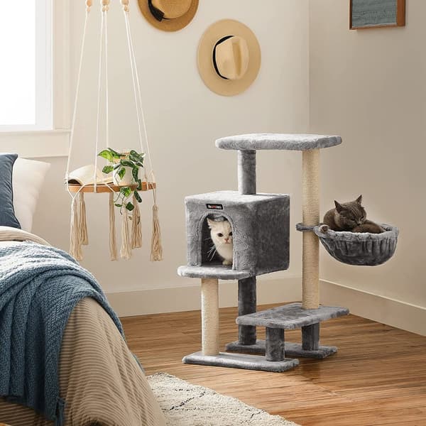 Scratching Post - Med stor platform - crackboard - grå