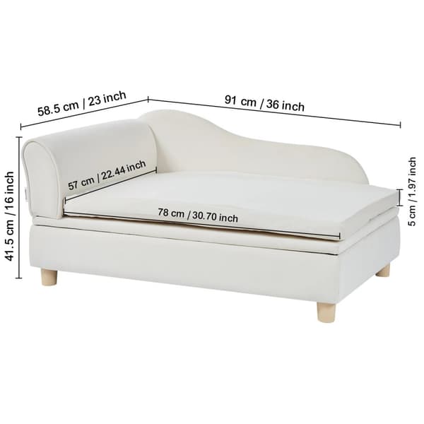 Pet Sofa til Mellemstore Hunde og Katte, Blød Velourpude, Stilfuldt Design,Brun 30x18x16 tommer