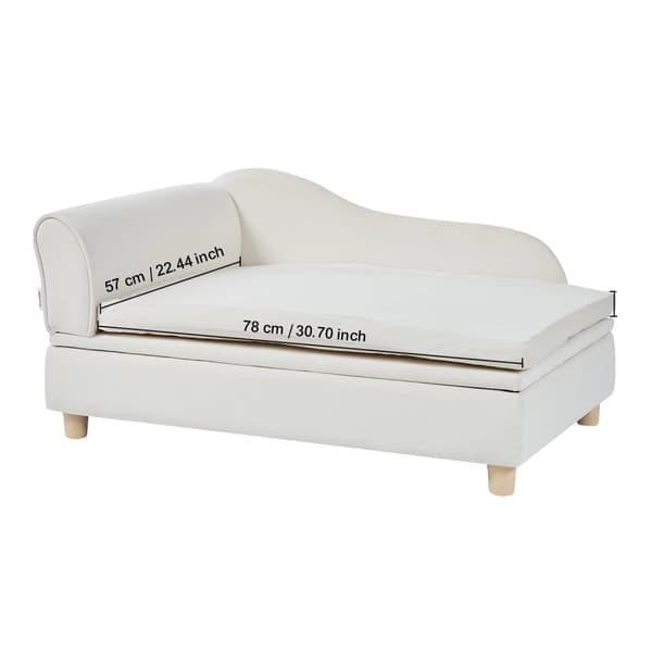 Pet Sofa til Mellemstore Hunde og Katte, Blød Velourpude, Stilfuldt Design,Brun 30x18x16 tommer