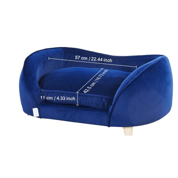 Pet Sofa til Mellemstore Hunde og Katte, Blød Velourpude, Stilfuldt Design,Brun 30x18x16 tommer