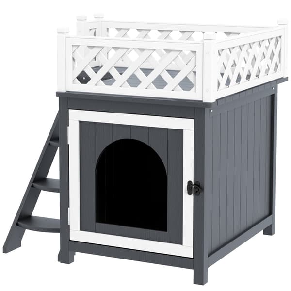 Rootz Cat Cave - Kodikas kissan talo - Lemmikkieläinten piilopaikka - Korotettu muotoilu - Kuusi - Monipuolinen hiekkalaatikon kansi - 67,5 L x 63 L x