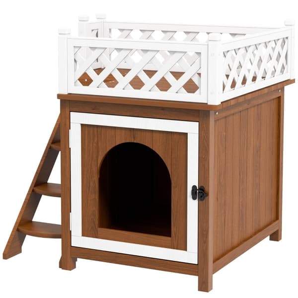 Rootz Cat Cave - Kissan talo - Pieneläinsuoja - Viihtyisä 2-kerroksinen muotoilu - 67,5 cm x 63 cm x 68,5 cm