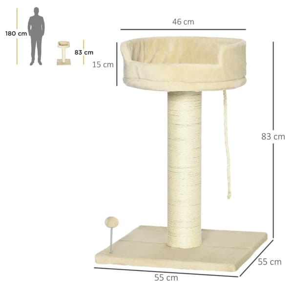 Rootz Cat Tree Play Tower - Kradsestolpe - Klatreaktivitetscenter - Plys komfort - 55 cm x 55 cm x 83 cm