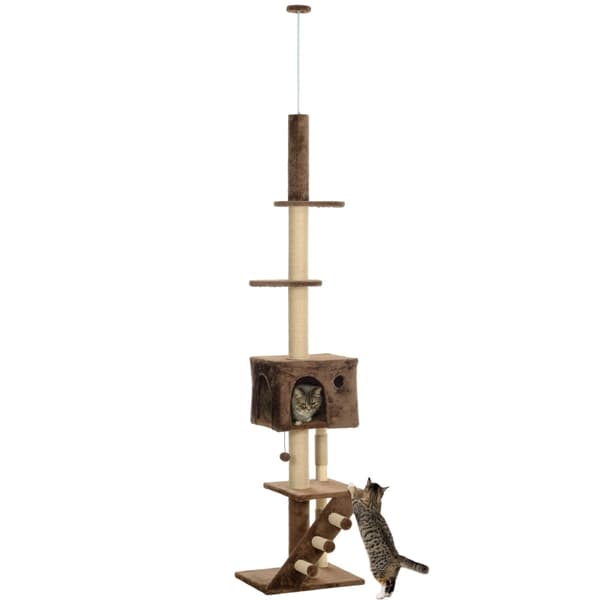 Rootzin lattiasta kattoon ulottuva kissapuu - Kissan asunto - Raaputustolppa - Tilaa säästävä muotoilu - Säädettävä 225-265cm - 48L x 40W cm Pohja